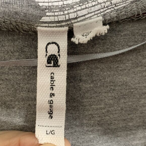 Cable & Gauge Short Sleeve Patriotic Star T-Shirt Women L Red White Blue On Gray - Picture 4 of 8